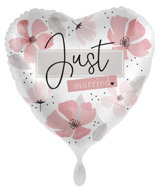 Folienballon - Just Married: Blumen rosa - ø 43cm